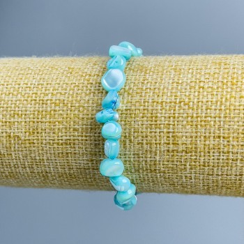 Blue Mother-of-Pearl Faceted Bracelet, bead diameter 8×6 mm, length 18 cm (stretch)