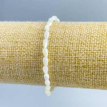 Mother-of-Pearl Bead Bracelet, 4x7 mm, 18 cm length (stretch)