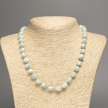 Necklace with natural green Angelite, faceted, bead diameter 10×9 mm ±, length 49 cm ±