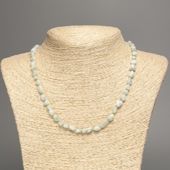 Necklace of natural Angelite stone, green, faceted, 8×6 mm diameter, 49 cm length