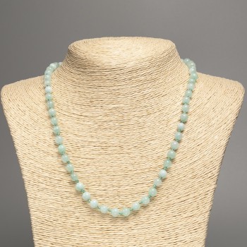 Natural Larimar Necklace with smooth beads, 6.5 mm diameter, 51 cm long