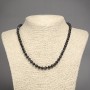 Black Agate Necklace with Smooth Beads, 6 mm Diameter, 45 cm+ Length