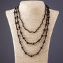 Three-Tier Necklace 'Agate' (Artificial) Czech Glass Black Faceted Beads 4-8mm