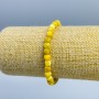 Yellow Jadeite Bracelet with Natural Stone, Faceted Cubes, 5.5x5.5 mm, 18 cm (stretch)