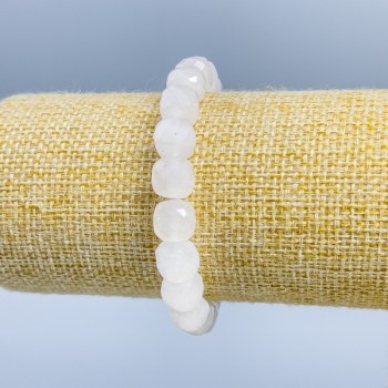 Bracelet Rock Crystal Natural Stone Faceted Cube, 9x9 mm, 18 cm (Stretch)