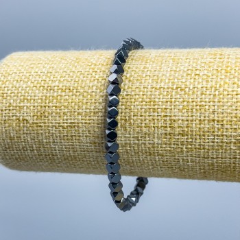 Hematite Polygonal Bracelet, 4x4 mm Diameter Beads, 18 cm Length (Stretch)