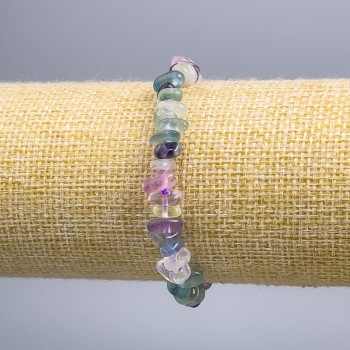 Fluorite chip bracelet, diameter 9×5 mm (±), length 18 cm (stretch)