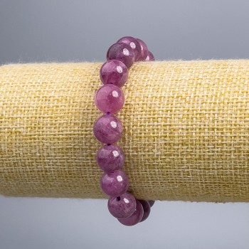 Rubellite Tourmaline Bracelet with Smooth Beads, 10.5 mm Diameter, 18 cm Length (Stretch)