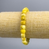 Yellow Jadeite Bracelet with Faceted Cubes, Natural Stone, 7.5×7.5 mm diameter, 18 cm length (stretch)