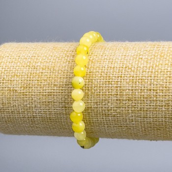 Toned Rutile Quartz Bracelet, smooth beads, diameter 6.5 mm, length 18 cm (stretch)