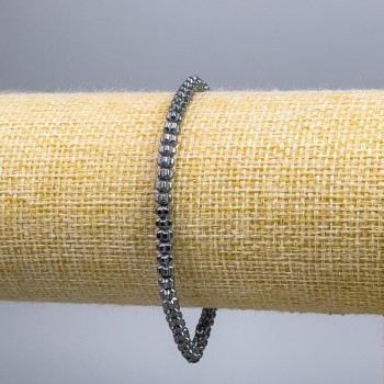 Hematite Flower Bracelet, bead diameter 4×3 mm, length 18 cm (stretch)