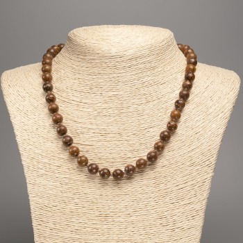 Wooden Jasper Smooth Bead Necklace, Diameter 8.5 mm, Length 48 cm