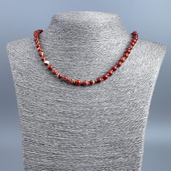 Red jasper necklace with smooth beads, 6± mm diameter, 48 cm length