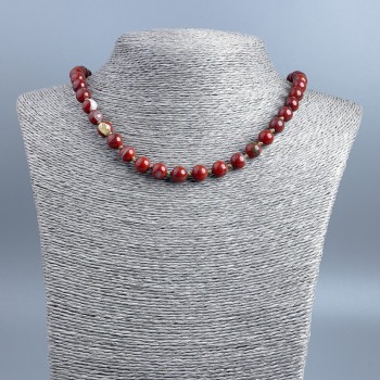 Necklace of Red Jasper, smooth round beads, 8± mm diameter, length 48 cm