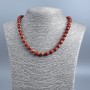 Red Jasper Necklace with a Faceted Round Bead, Diameter About 8 mm, Length 48 cm