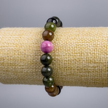 Tourmaline Bracelet (Synthetic) Smooth Beads, Diameter About 10 mm, Length 18 cm Stretch