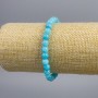 Blue Aquamarine Bracelet with Smooth Beads, 6± mm Diameter, 18 cm Stretch
