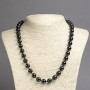 Natural black tourmaline necklace with smooth beads, 10 mm diameter, 45 cm length