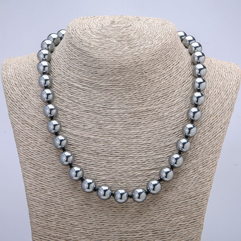 Terahertz Necklace with Smooth Beads, 12mm Diameter, 45cm Length +