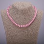 Pink Cat's-Eye Bead Necklace with Smooth Beads, 8 mm Diameter, 42 cm Length