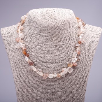 Caramel Rutilated Quartz Necklace with Faceted 'Butterfly' Beads, diameter 8-10 mm, length 46 cm
