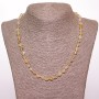 Natural quartz bead necklace 'Hairy' oval, faceted 'white gold', diameter 6 mm (+/-), length 50 cm