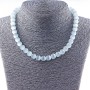 Cat's Eye bead necklace 10mm gray, 40 cm long