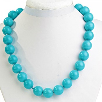 Blue Turquoise Bead Necklace, 16mm Beads, 48 cm Length
