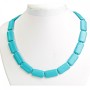 Blue Turquoise Necklace - Rectangular Beads 14x25mm, Length 49cm