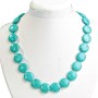 Turquoise beads with veining, coin-shaped 20mm, length 49 cm