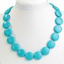 Blue Turquoise Necklace (Artificial) Coin Beads 20mm, Length 46 cm