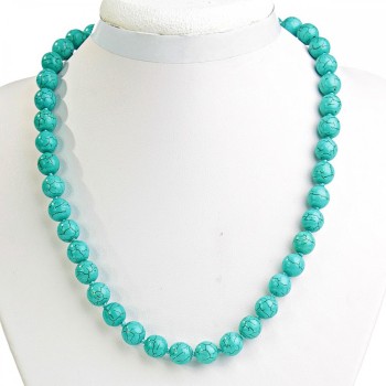 Green turquoise beads with veining, 10 mm beads, 47 cm length