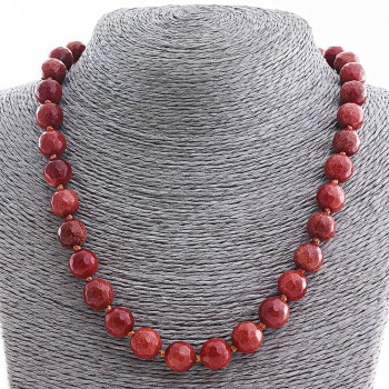 Aventurine Necklace (Synthetic) 'Golden Sand', 12 mm Faceted Beads, 48 cm Length