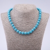 Turquoise Stone Necklace (Pressed) Blue with Veins, Glossy Bead, 10mm Diameter, 45cm Length