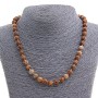 Landscape Jasper Necklace, natural stone, smooth 8mm beads, length 47 cm