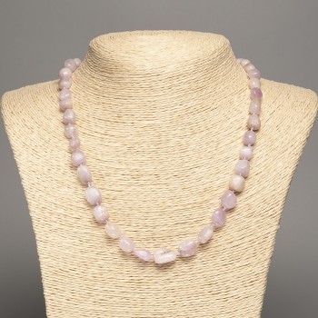 Kunzite Necklace, Natural Stone, Faceted Beads, Diameter 10x8 mm, Length 48 cm
