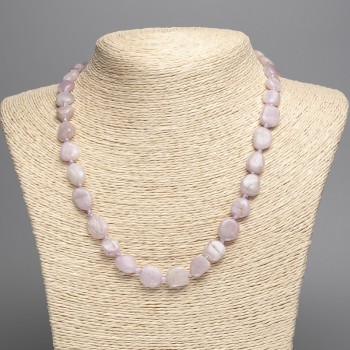 Kunzite Necklace, natural stone, faceted beads, 10x11 mm diameter, length 51 cm ±
