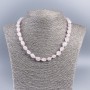Rose quartz natural stone necklace with faceted beads, diameter 9×10–12 mm, length 48 cm+