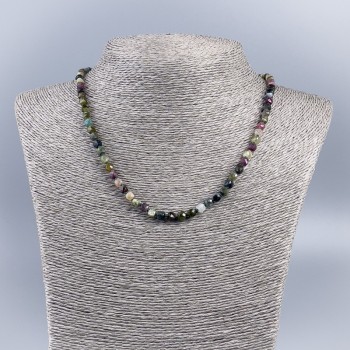 Necklace made from natural tourmaline, faceted cube beads, 5 mm diameter +-, length 48 cm+-
