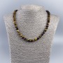 Natural Stone Tiger's Eye Necklace — Faceted Cube Beads, 7 mm Diameter, 48 cm Length