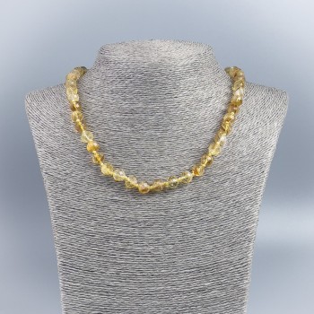 Citrine natural stone necklace with a faceted bead, 8.5 mm diameter, 48 cm length