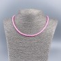 Choker necklace made of natural mother-of-pearl (tinted) in a light raspberry shade, smooth rondelle beads, 4×2 mm, length 48 cm