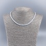Choker necklace made of natural mother-of-pearl (toned) cool white smooth rondel beads, 4x2 mm, length 48 cm ±