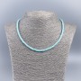 Azure dyed natural mother-of-pearl choker with smooth azure rondelle beads, 4x2 mm, length 48 cm