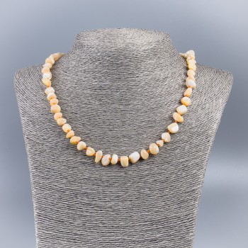 Necklace of natural mother-of-pearl (toned) carrot crumb, 8 mm diameter, 50 cm length