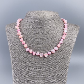 Natural Mother-of-Pearl Necklace (Dyed) Pink Chips, 8–10 mm, 50 cm long