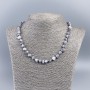 Necklace of tinted gray natural mother-of-pearl chips, 8 mm, length 50 cm+