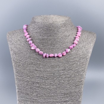 Natural mother-of-pearl necklace (tinted) lilac chips, 8 mm diameter, 50 cm length
