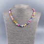 Natural Mother-of-Pearl Necklace (Tinted) Multicolor Round Faceted Beads, 8 mm Diameter, approximately 48 cm Long