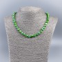 Green-Tinted Natural Mother-of-Pearl Necklace with Round Beads, 8 mm Diameter, 48 cm Length